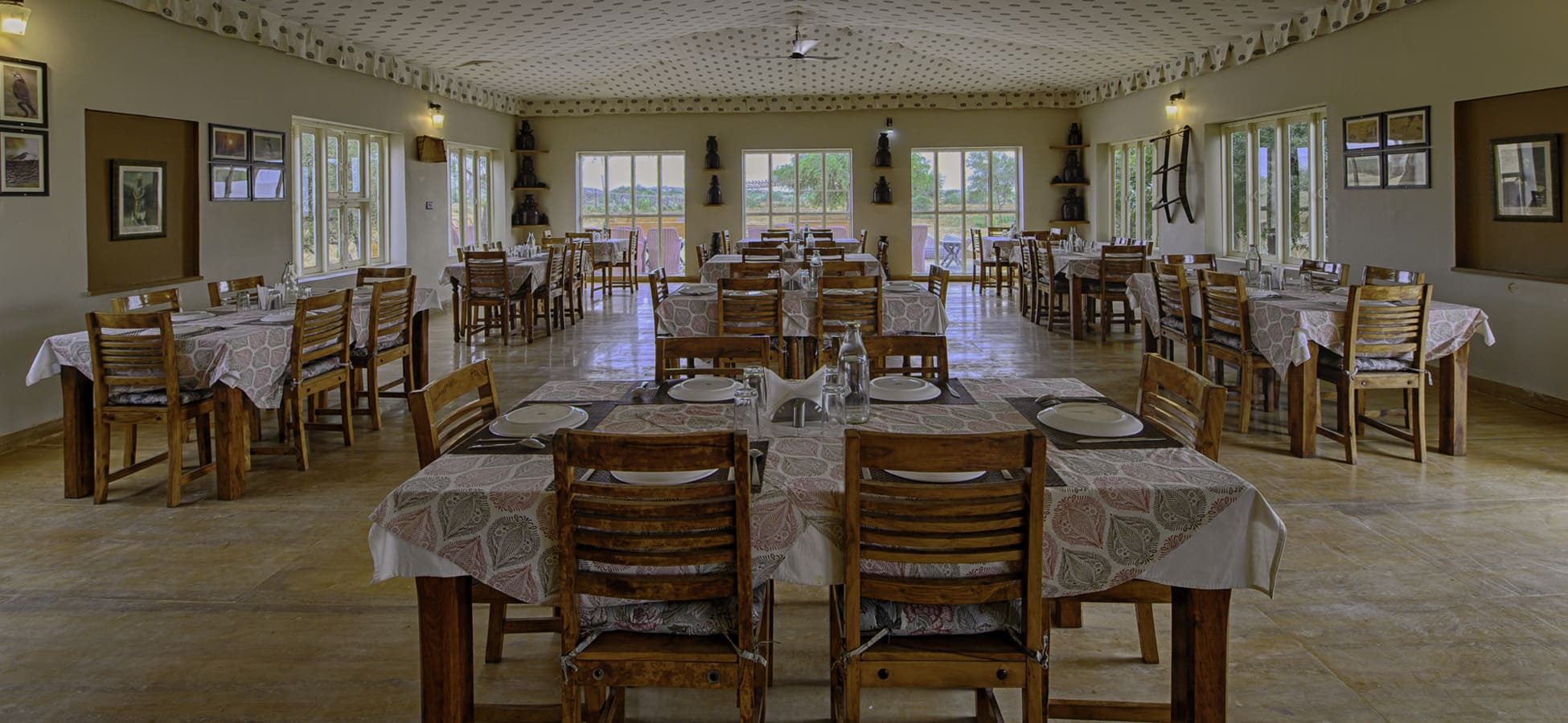 Dining area winds desert camp
